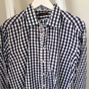 Sand Copenhagen Men’s Blue and White Checkered Shirt SZ 44/17.5 neck